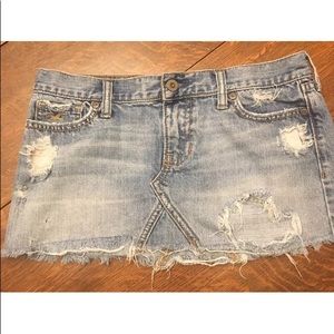 Hollister Distressed Jean Denim Mini Skirt Boho 1
